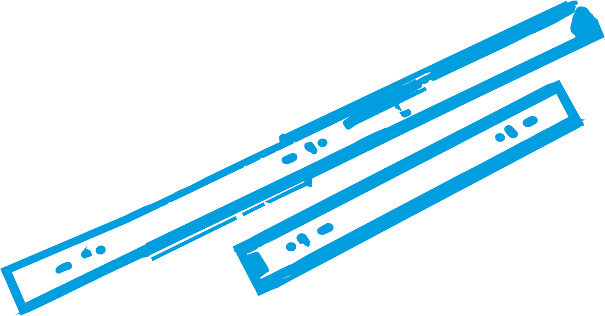 Les glissières des tiroirs en PHED (Polyethylène Haute Densité)